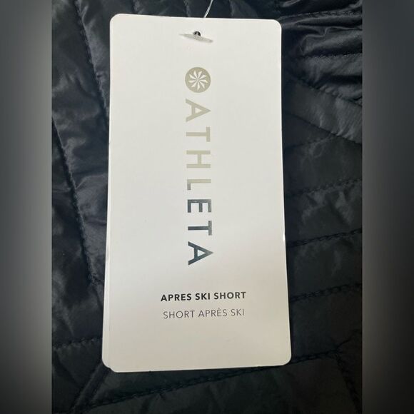 Athleta Apres Quilted Ski Shorts Abalone Grey Size 10 NWT $89 Drawstring Waist - Picture 10 of 11